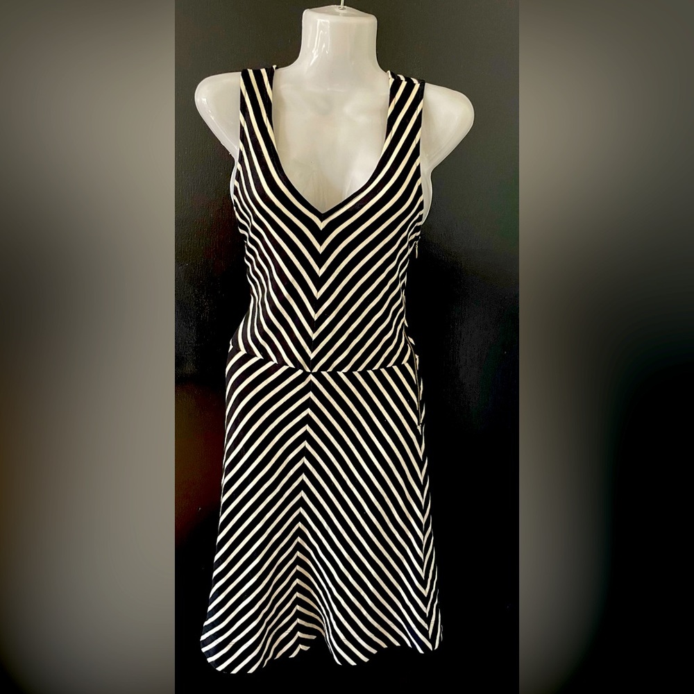 2/$30 Black and White Striped Dress NWOT